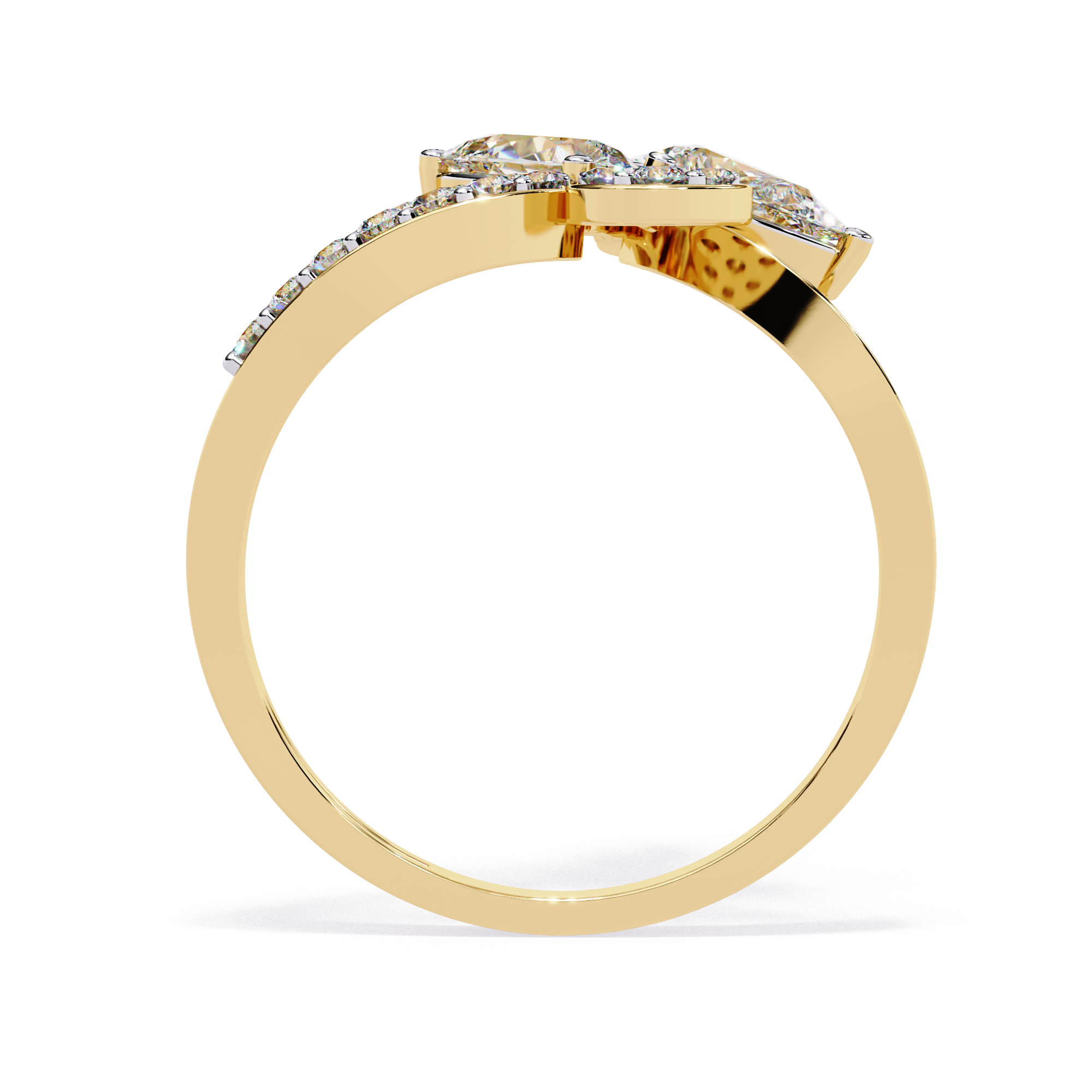 Solitairekart-1.21 CT Lab Grown Diamond Petal Trio Cluster Statement Ring